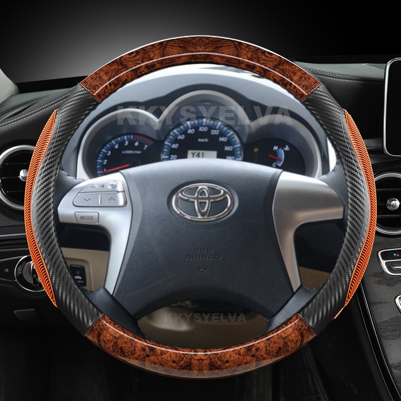 ปลอกหุ้มพวงมาลัยรถยนต์ ลายไม้มะฮอกกานี สําหรับ Toyota Highlander Camry Premio Estima 2007-2013 Fortuner Hilux 2011-2015