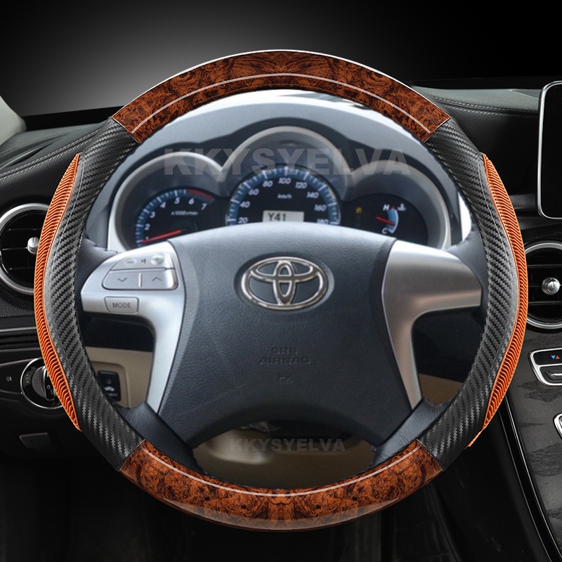 ปลอกหุ้มพวงมาลัยรถยนต์ ลายไม้มะฮอกกานี สําหรับ Toyota Highlander Camry Premio Estima 2007-2013 Fortu