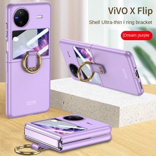 เคสโทรศัพท์มือถือ พลาสติกแข็ง แบบฝาพับ พร้อมแหวนขาตั้ง สําหรับ VIVO X Flip 5G XFlip vivoxflip V2256A