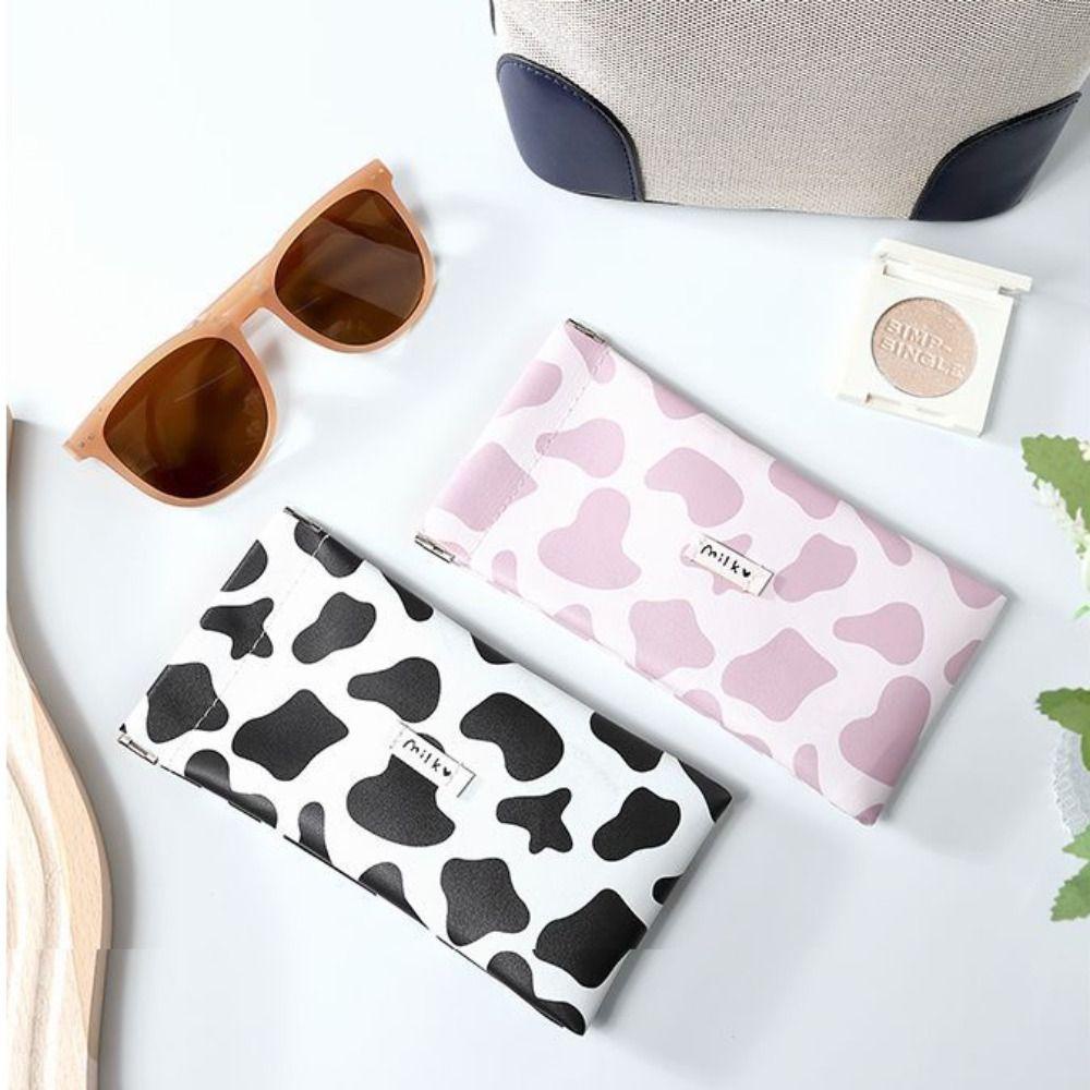 QQMALL กล่องเคสหนังนิ่ม ลายการ์ตูนน่ารัก ปิดอัตโนมัติ สําหรับผู้ชาย และผู้หญิง สําหรับใส่แว่นตา