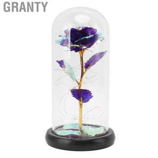 Granty Fake Flower Glass Light Colorful Blue Romantic  Artificial Rose Glass