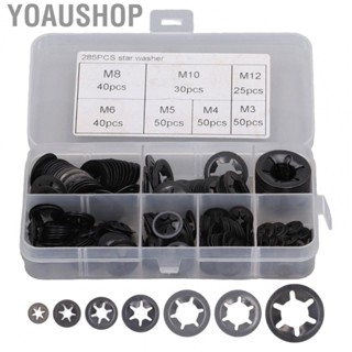 Yoaushop 285Pcs/set Starlock Washer Internal  Lock Fastener M3 M4 M5 M6 M8 M10 M12