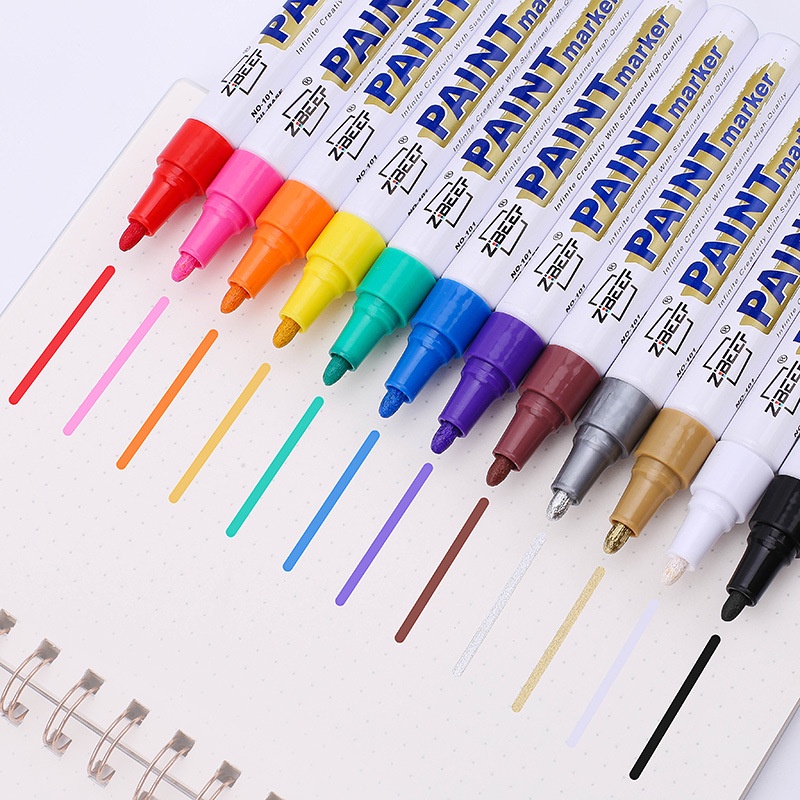 Guangna ปากกาสีเครื่องหมายกันน้ําสีขาวมัน Marker ยางรถยนต์ Graffiti โลหะ Touch-Up ปากกาสี