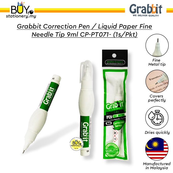 Grabbit Correction Pen / ลิควิดกระดาษ Fine Needle Tip 9ml CP-PT071 - (1s/Pkt)