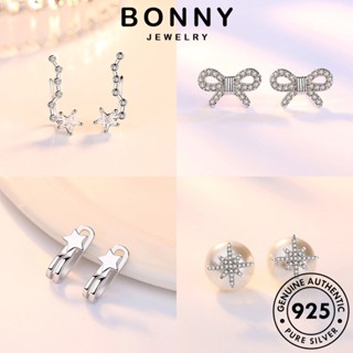 BONNY JEWELRY เกาหลี ไข่มุก ตุ้มหู เงิน แฟชั่น Silver ห่วง ผู้หญิง เครื่องประดับ แท้ ต่างหู เครื่องประดับ 925 ต้นฉบับ เพชร หนีบ มอยส์ซาไนท์ M027