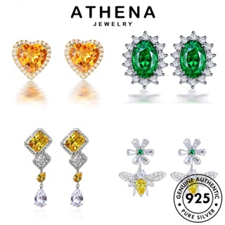 ATHENA JEWELRY Silver ตุ้มหู เงิน ต้นฉบับ เกาหลี หนีบ แฟชั่น ผู้หญิง ซิทริน แท้ ไพลิน หรูหรา ต่างหู มรกต เครื่องประดับ ห่วง 925 ทับทิม เครื่องประดับ M097