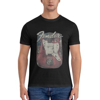 เสื้อยืด ผ้าฝ้ายแท้ พิมพ์ลายธงกีตาร์ Fender คุณภาพสูง สําหรับผู้ชาย