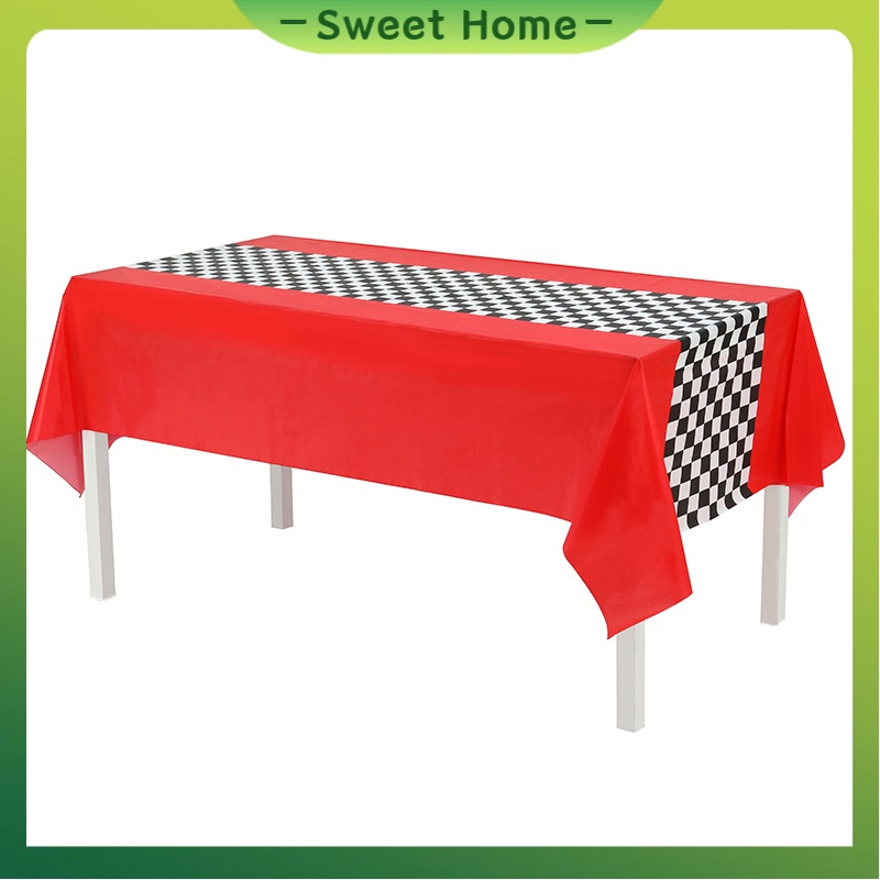 ผ้าปูโต๊ะ ลายตารางหมากรุก สีแดง หนา ใช้แล้วทิ้ง กันน้ํา กันลื่น สําหรับตกแต่งปาร์ตี้ ผ้าปูโต๊ะ เทศกาล