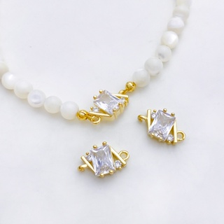 จี้ทอง 14K ฝังเพทาย ทรงสี่เหลี่ยม แฮนด์เมด สําหรับทําเครื่องประดับ สร้อยคอ สร้อยข้อมือ diy