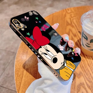 เคสโทรศัพท์มือถือนิ่ม ขอบสี่เหลี่ยม พิมพ์ลายมินนี่เมาส์ หรูหรา สําหรับ Samsung Galaxy A02 A02S M02 A12 A22 M22 A32 A42 M42 A52 A52S A72 4G 5G