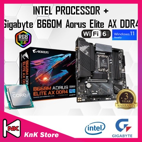 เมนบอร์ด Gigabyte B660M Aorus Elite AX DDR4 B660 LGA1700 และ Intel 12TH GEN CORE I3 I5 I7 I9 CPU