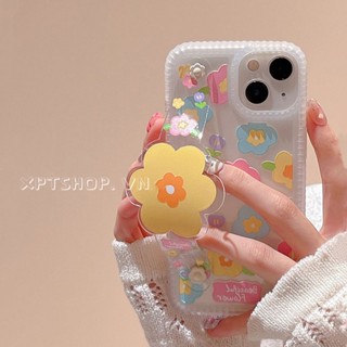 ใหม่ เคสโทรศัพท์มือถือแบบนิ่ม ใส กันกระแทก ลายดอกไม้ ขนาดเล็ก พร้อมสายคล้องข้อมือ หลากสี สําหรับ iPhone 14 13 12 11 Pro Max