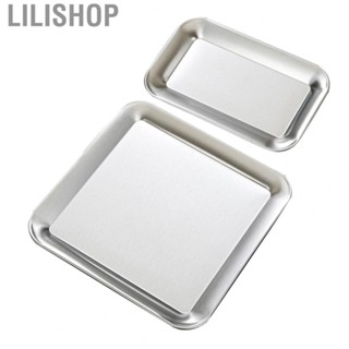 Lilishop Dish Tray  Safe Large  Lightweight Platter Silver Color  for Camping