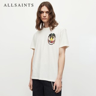 Allsaints เสื้อยืดคอกลม แขนสั้น ผ้าฝ้าย พิมพ์ลาย แฟชั่นฤดูร้อน สําหรับผู้ชาย MG202Y