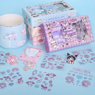 Sanrio เข็มกลัดสติกเกอร์ Kuromi Lotso จี้ 6 แผ่น สติกเกอร์ใส กล่องของขวัญ