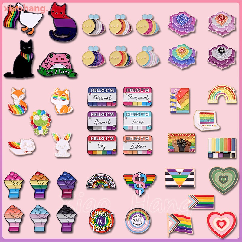 3-6 ชิ้น / เซต LGBT กําปั้น เคลือบ Pin เกย์ Bi ทรานซิสเตอร์ Asexual เข็มกลัด สายรุ้ง ผึ้ง ภูมิใจ หมุ