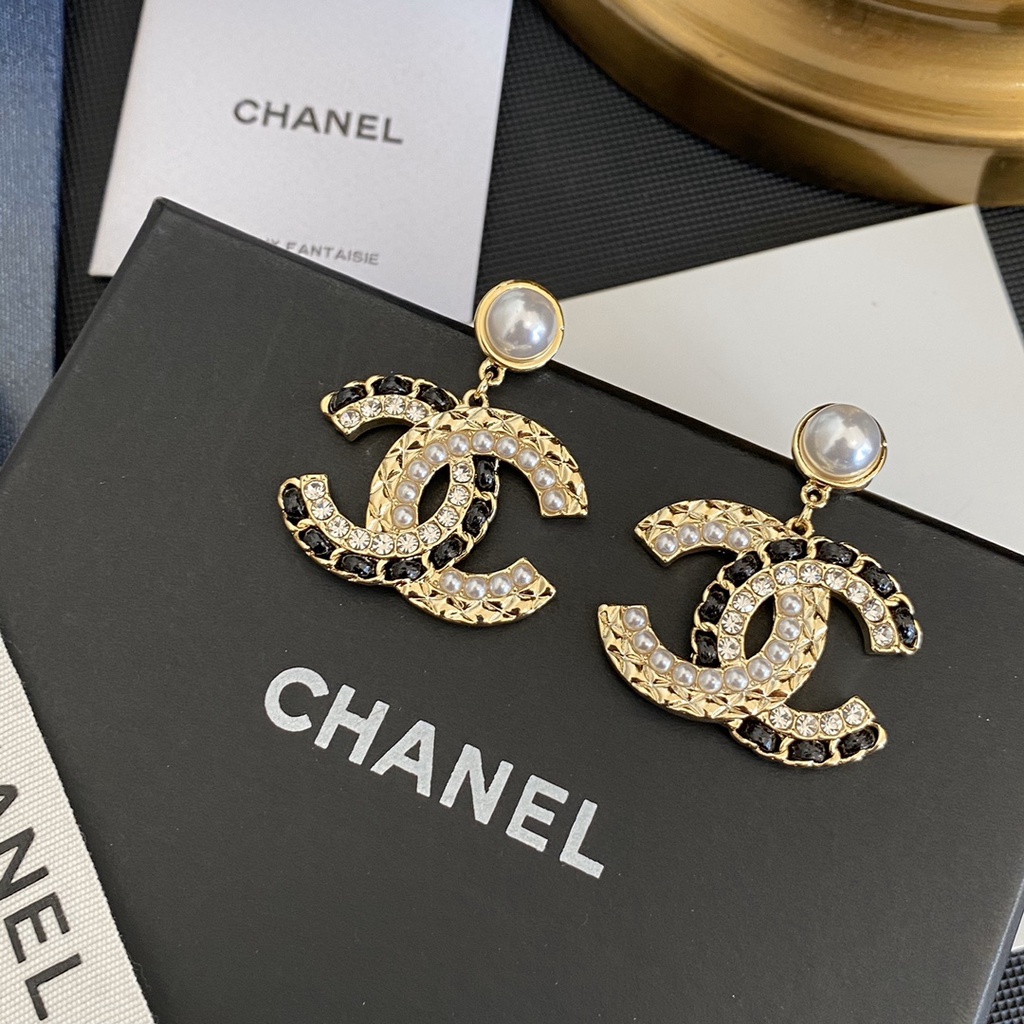 ต่างหูสตั๊ด เหล็กไทเทเนียม จี้โลโก้ตัวอักษร Chanel เครื่องประดับ สําหรับผู้หญิง