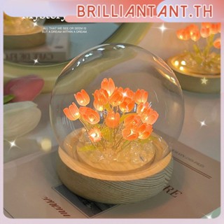 Ready Stock Tulip Night Light Led Bedroom Ins Sleep Light Birthday Tanabata Gift Girl Flower Atmosphere Light bri