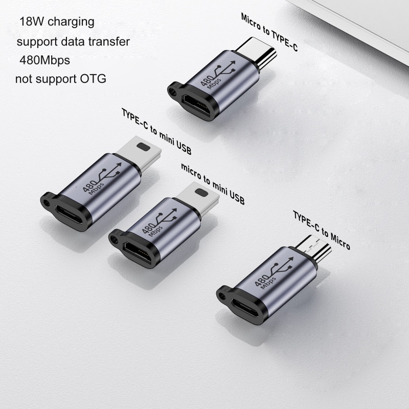 WU Usb-C เป็น Micro USB Mini USB Adapter Type-C Female เป็น Micro Usb Male Converter