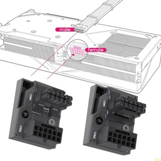 Moon ATX อะแดปเตอร์เชื่อมต่อสายเคเบิล GPU ตัวเมีย 16 Pin เป็นตัวผู้ 16 Pin 180 องศา สําหรับการ์ดจอ RTX4090 4080