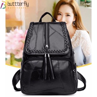 Buttterfly กระเป๋าเป้หนัง สะพายหลัง กระเป๋านักเรียน ลําลอง สําหรับผู้หญิง