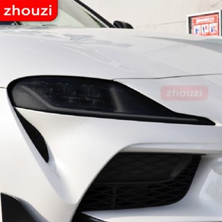 สติกเกอร์ฟิล์ม TPU ใส ป้องกันไฟหน้ารถยนต์ สีดํา สําหรับ Toyota Supra 2019 2020 GR GT4 2 ชิ้น