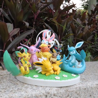 โมเดลฟิกเกอร์ Pet Pokémon Nine Styles Eevee Family สวยหรู สําหรับตกแต่งรถยนต์