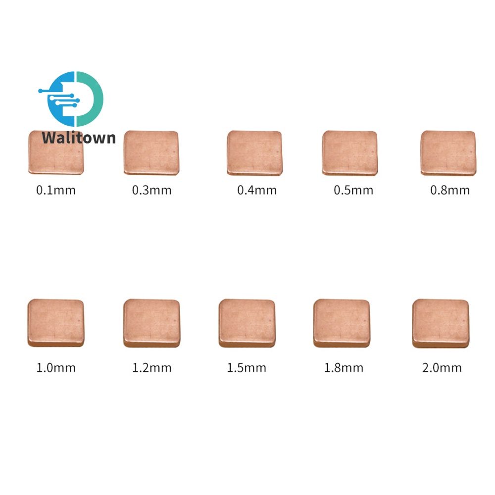 10pcs 15*15*0.1-2MM CPU แผ่นนําความร้อนฮีทซิงค์แผ่นทองแดงสําหรับแล็ปท็อปคอมพิวเตอร์เดสก์ท็อป