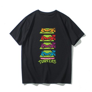 Hu1987 เสื้อยืดแขนสั้น ผ้าฝ้าย พิมพ์ลายนินจาเต่า สําหรับทุกเพศ