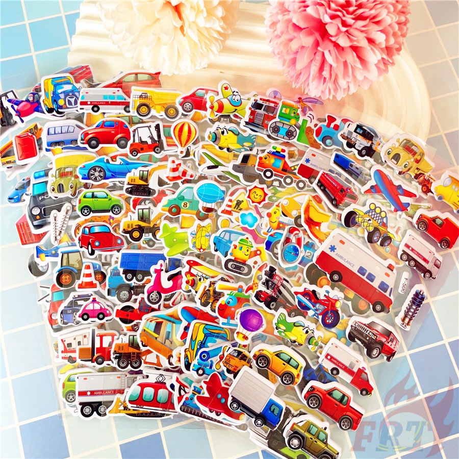 ❣️12Sheets/set Vehicle Series 01 DIY Rewards Sticker❣️Cartoon 3D Puffy Bubble Stickers Waterpoof Toys PVC Stickers