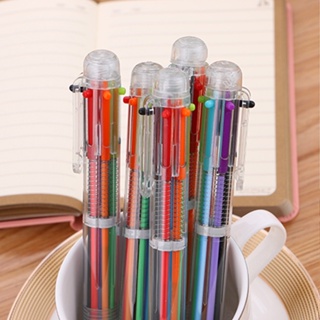 ปากกาลูกลื่น แบบใส สร้างสรรค์ 6 สี เครื่องเขียนนักเรียนน่ารัก ปากกาหลากสี