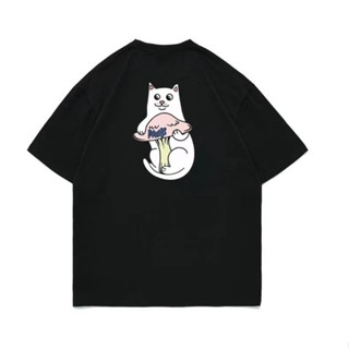 Ripndip ราคาถูก เสื้อยืดคอกลม แขนสั้น พิมพ์ลายเห็ด ทรงหลวม สไตล์ยุโรป และอเมริกา สําหรับผู้ชาย และผู้หญิง