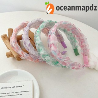 OCEANMAPDZ ที่คาดผมถักเปีย แบบบิด แฟชั่นหวาน เรียบง่าย ผ้าไหมแก้ว ล้างหน้า ปีกกว้าง สําหรับผู้หญิง