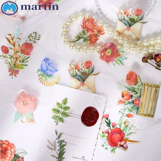 MARTIN สติกเกอร์ PET กันน้ํา ลายดอกไม้ แฮนด์เมด สําหรับตกแต่งสมุดไดอารี่ แล็ปท็อป อัลบั้ม สมุดบัญชี 40 ชิ้น ต่อถุง