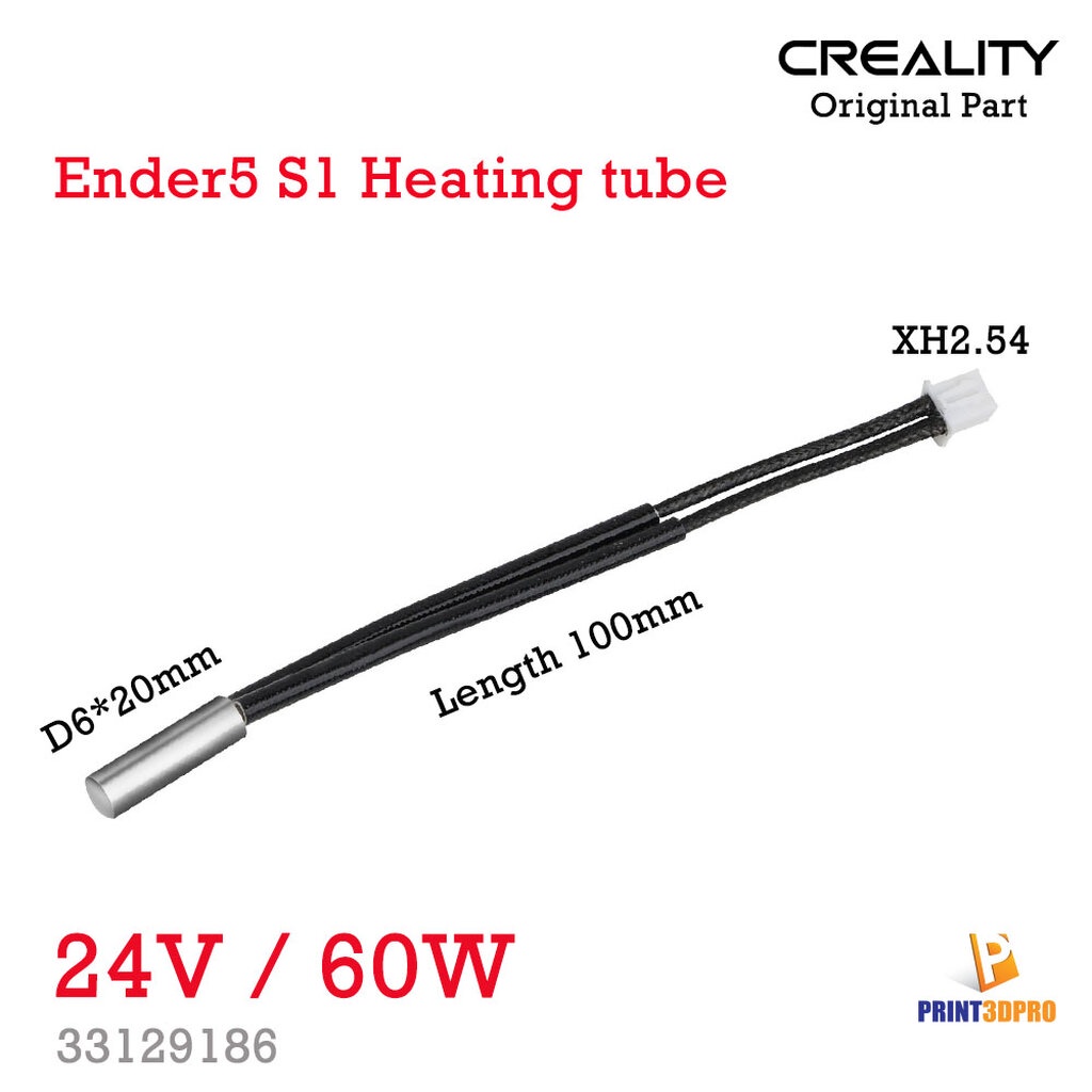 Creality Part Ender5 S1 Heating Tube 24V 60W Head D6x20mm Length 100mm Connector XH2.54 2pin