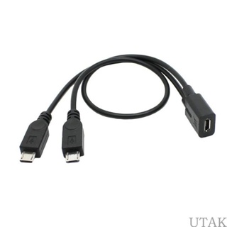 Utake สายเคเบิลแยกสัญญาณ Micro USB ตัวเมีย เป็น 2Micro USB ตัวผู้ ยาว 30 ซม. 12 นิ้ว