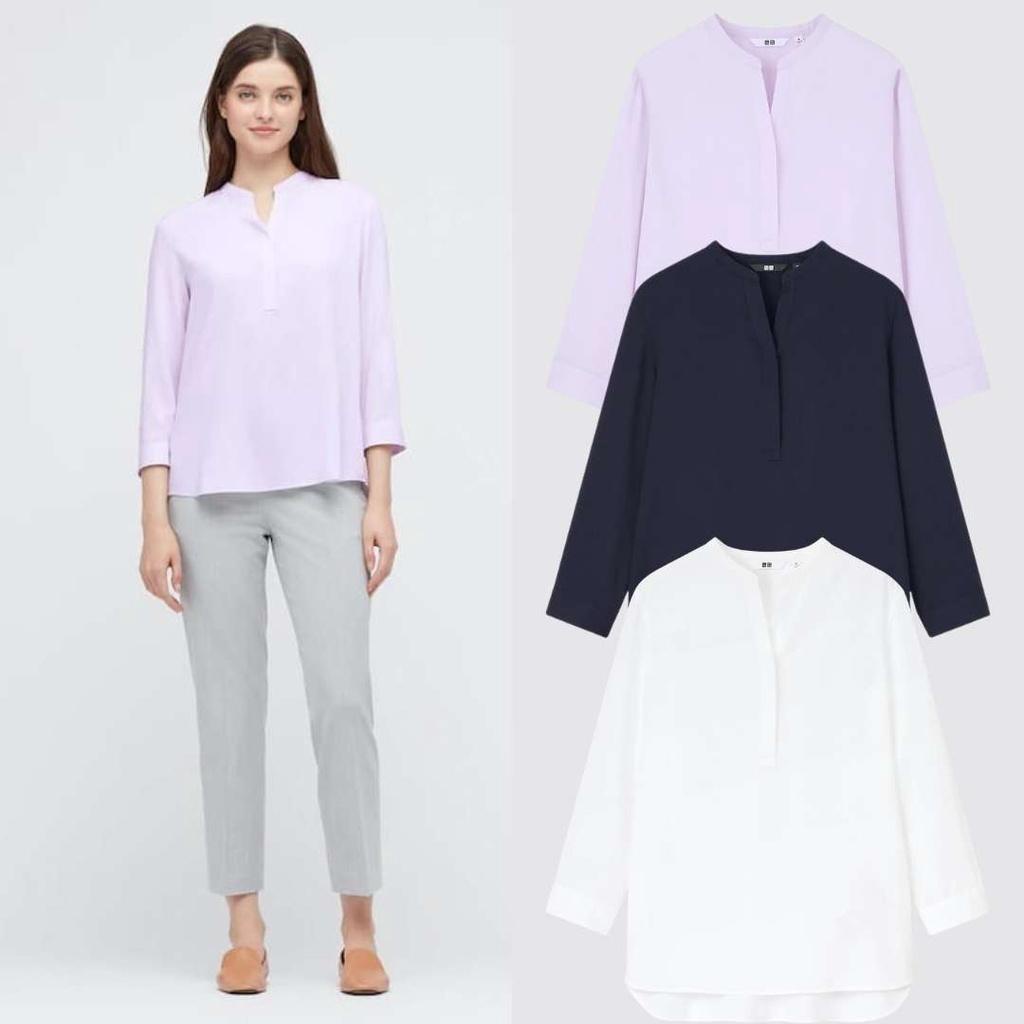 UNQ18 3/4 เปิดเสื้อคอปกเสื้อเรย่อน