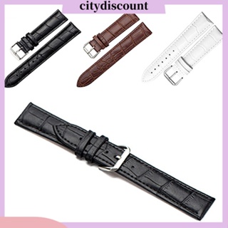 &lt;citydiscount&gt; สายนาฬิกาข้อมือ สายหนังเทียม หัวเข็มขัด สีดํา น้ําตาล ขาว สําหรับผู้ชายและผู้หญิง