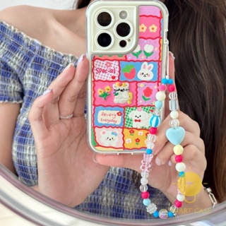 For เคสไอโฟน 14 Pro Max [Grids Animals Rabbit Leather Embroider] เคส Phone Case For iPhone 14 Pro Max Plus 13 12 11 For เคสไอโฟน11 Ins Korean Style Retro Classic Couple Shockproof Protective TPU Cover Shell