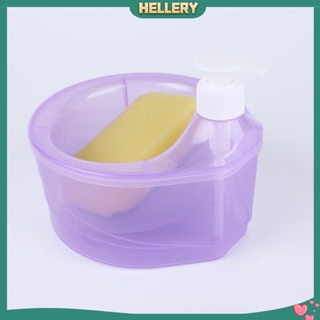 [HelleryTH] 2 in 1 เครื่องจ่ายสบู่ พร้อมที่วางฟองน้ํา 1 ลิตร สําหรับเคาน์เตอร์ ห้องครัว