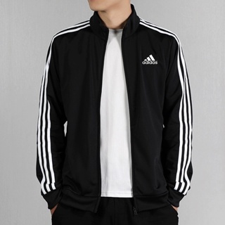 Adidas ของแท้ 100% เสื้อแจ็กเก็ตลําลอง คอปกตั้ง กันลม เรียบง่าย ใส่สบาย สไตล์สปอร์ต คลาสสิก สําหรับผู้ชาย และผู้หญิง