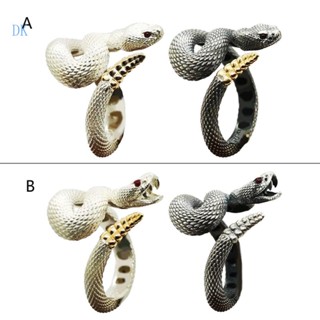 Dk 2 ชิ้น แหวนงู แฟชั่น เท่ คู่รัก เครื่องประดับ แหวนนิ้วสัตว์ ไม่สม่ําเสมอ สไตล์วินเทจ