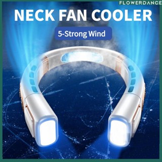 Usb แบบพกพาแบบชาร์จไฟแขวนคอพัดลม Lazy Outdoor Fast Cooling Fan พัดลมคออายุการใช้งานแบตเตอรี่ยาวนานพร้อมจอแสดงผลดิจิตอลและดอกไม้ไฟ LED 7 สี