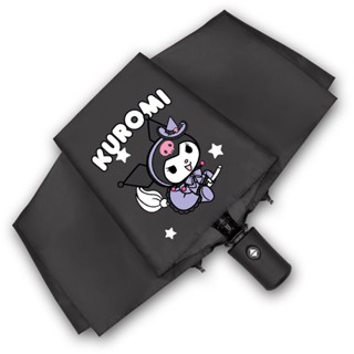 Kawaii Sanrio Kuromi ร่มพับอัตโนมัติ ป้องกันรังสียูวี พิมพ์ลายการ์ตูนอนิเมะ 8 ซี่