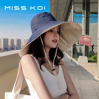 Misskoi [พร้อมส่ง] หมวกปีกกว้าง กันแดด ป้องกันรังสีอัลตราไวโอเลต สองด้าน สไตล์เกาหลี ญี่ปุ่น สําหรับผู้หญิง