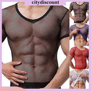 &lt;citydiscount&gt; เสื้อยืดซีทรู ผ้าตาข่าย ระบายอากาศ สําหรับผู้ชาย