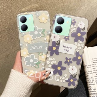 พร้อมส่ง ใหม่ เคสป้องกันโทรศัพท์มือถือใส แบบนิ่ม ลายดอกไม้ สําหรับ VIVO V29 Y78 Y27 Y36 V27 V27e Y02 Y02A Y77 V25e V25 Pro 5G