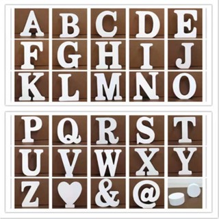 ตัวอักษร A-Z แบบไม้ สีขาว สําหรับตกแต่งผนัง ประตู งานแต่งงาน งานเลี้ยงวันเกิด บ้าน DIY