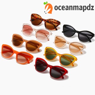 OCEANMAPDZ แว่นตากันแดด ทรงแคทอาย พิมพ์ลายเสือดาว ขนาดเล็ก หรูหรา สีเบจ สีน้ําตาล สีดํา สไตล์เกาหลี เรโทร