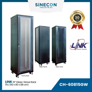 Link(ลิ้งค์) ตู้ Server Rack รุ่น CH-60815GW GLASS-WAVE RACK ขนาด 15U, (60 x 80 x 88cm)